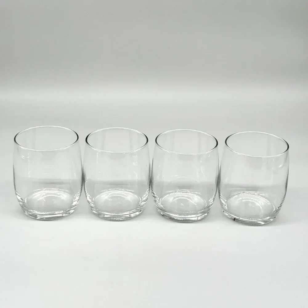 Set Of 4 Stemless Crystal Wine Juice Glasses Barware Drinkware Clear 3.75
